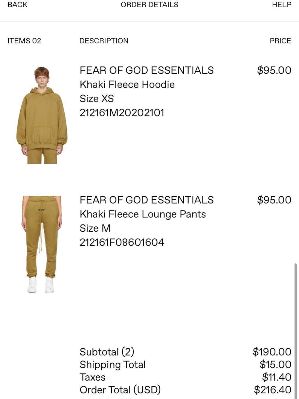 Fear of God Essentials Khaki Fleece Hoodie
